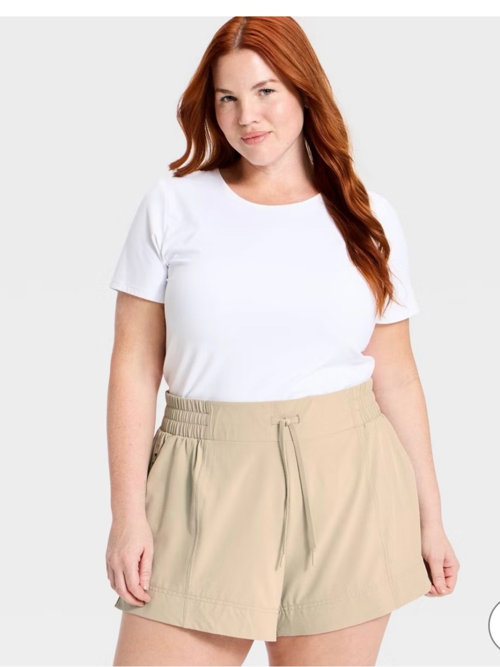 Active Light Woven Mid-Rise Athletic Shorts in Khaki Size 2X *NEW